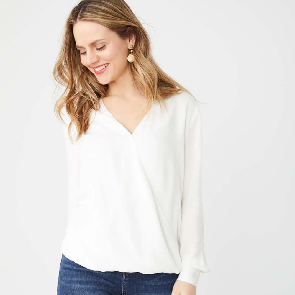 RW & Co Long Sleeve Wrap Front Blouse NWT XL